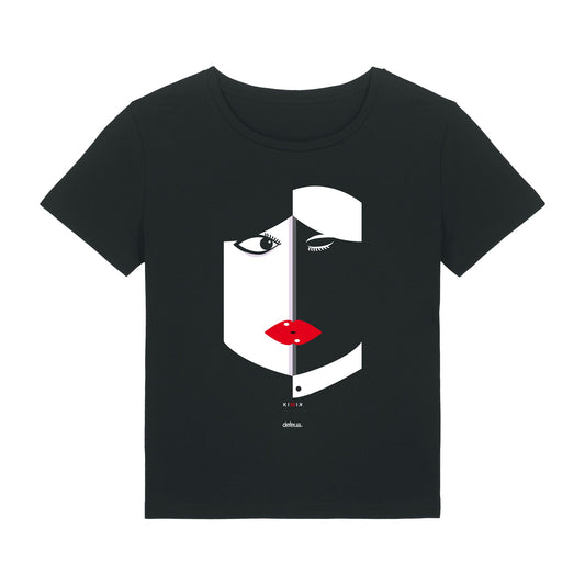 Defeua® KISSES T-shirt donna Bacio - 100% cotone biologico - collo ampio