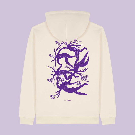 Defeua® LOVE, hoodie generazione Zeta oversize in cotone biologico - colore natural - retro grafica ispirata a Matisse