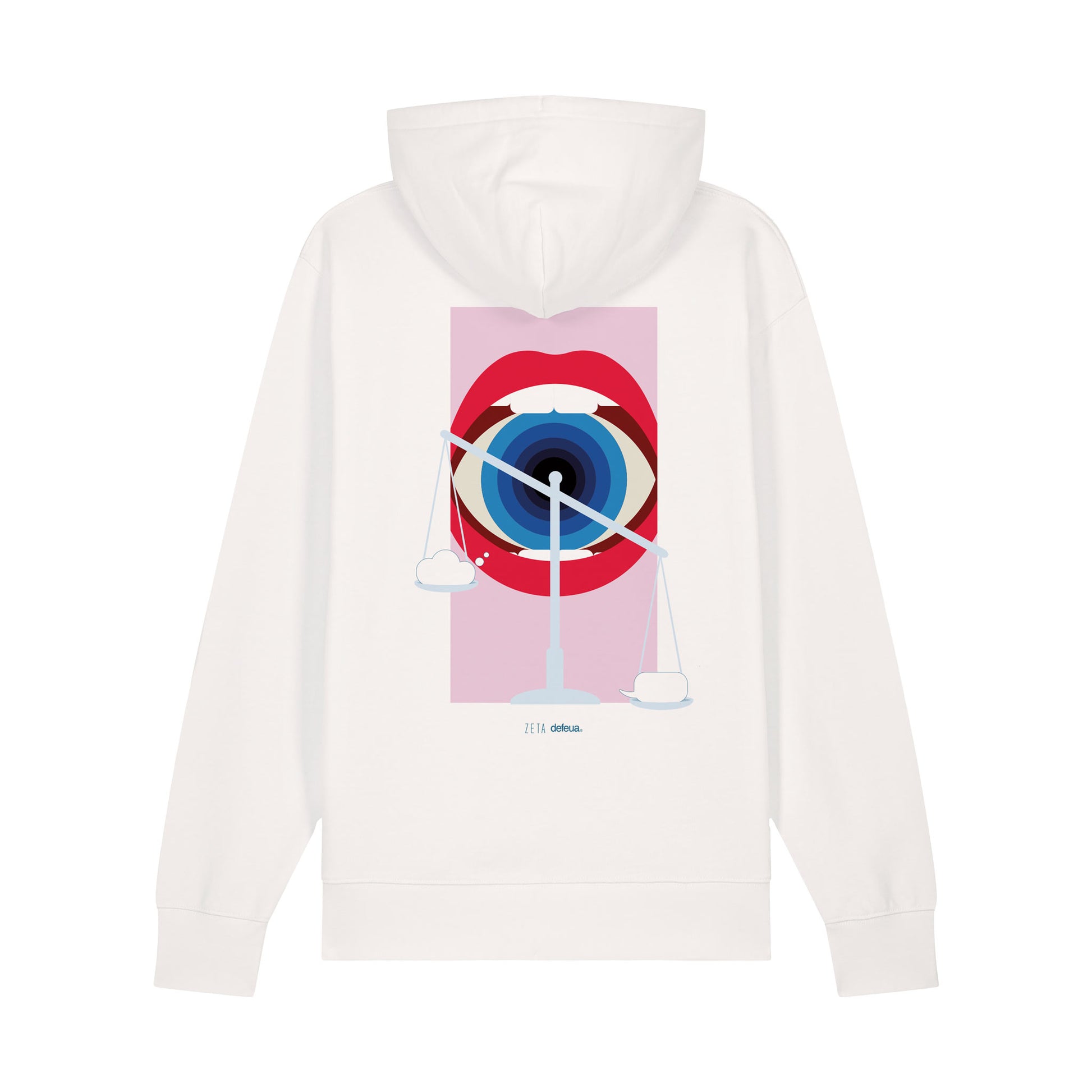 Defeua® POLITICALLY CORRECT Off White, l'hoodie unisex della generazione zeta in cotone biologico - retro grafica