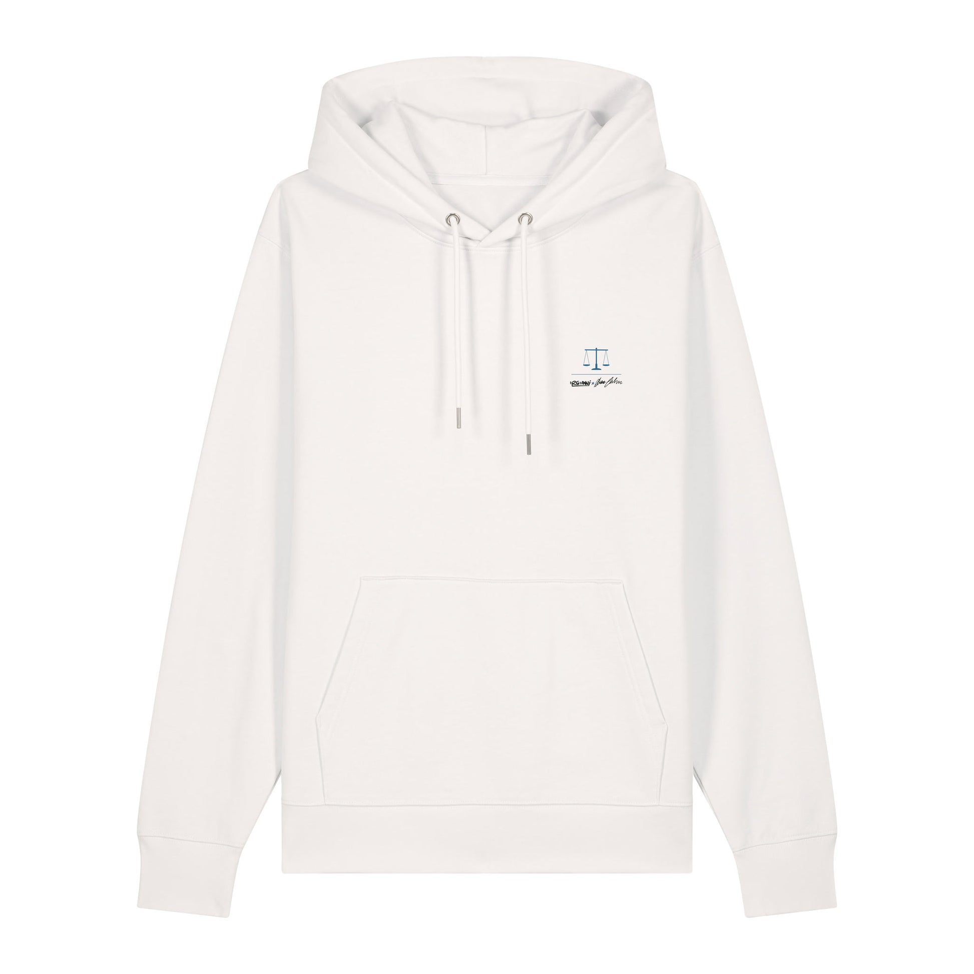 Defeua® POLITICALLY CORRECT Off White, l'hoodie unisex della generazione zeta in cotone biologico - icona frontale