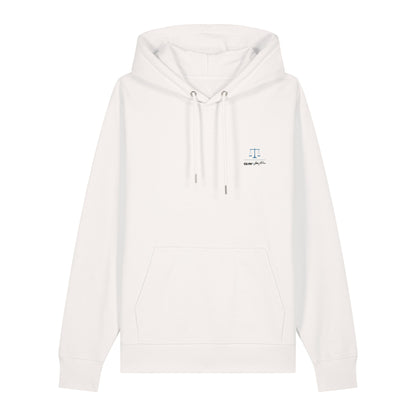 Defeua® POLITICALLY CORRECT Off White, l'hoodie unisex della generazione zeta in cotone biologico - icona frontale