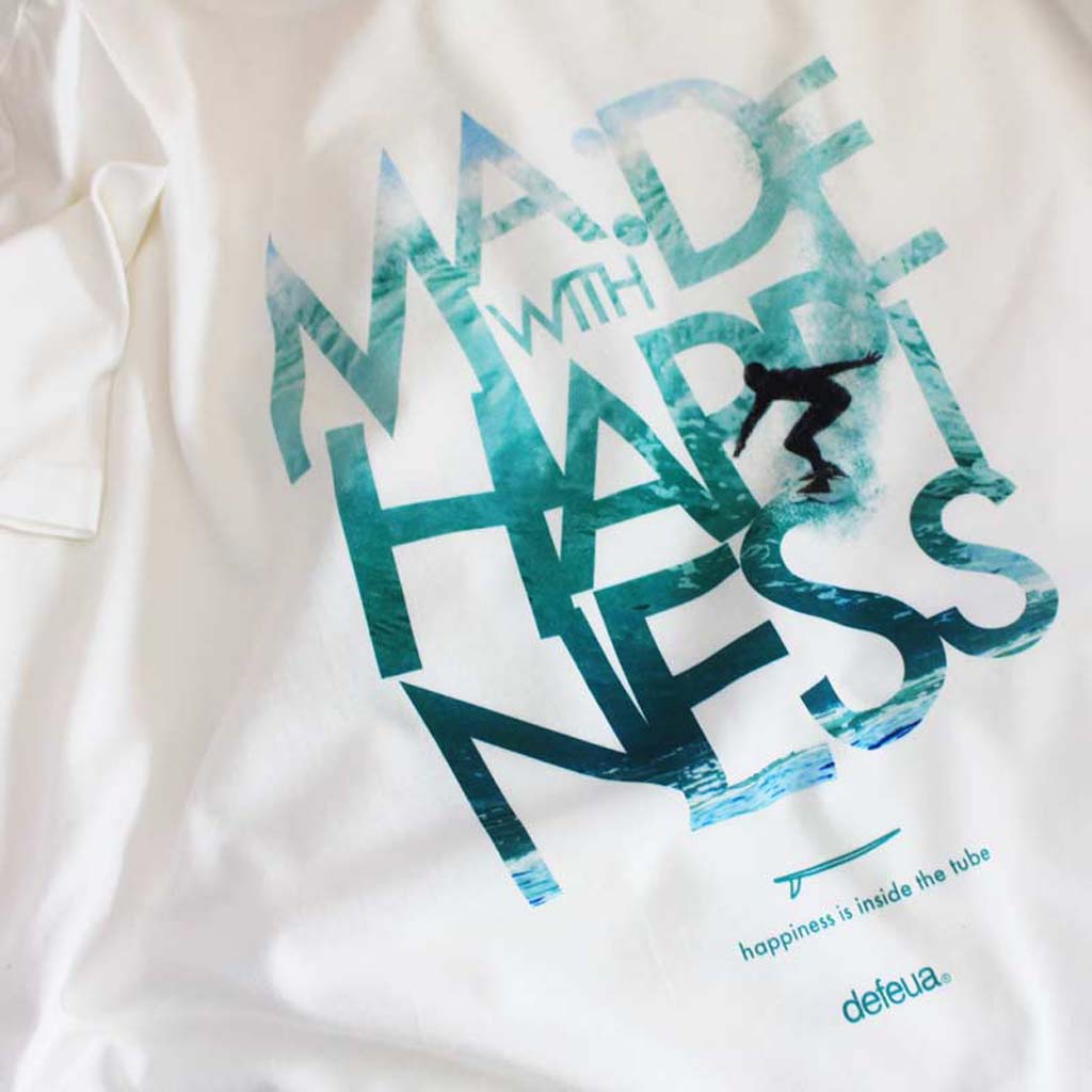 Defeua® WAVE t-shirt cotone biologico surf onda-Happiness is